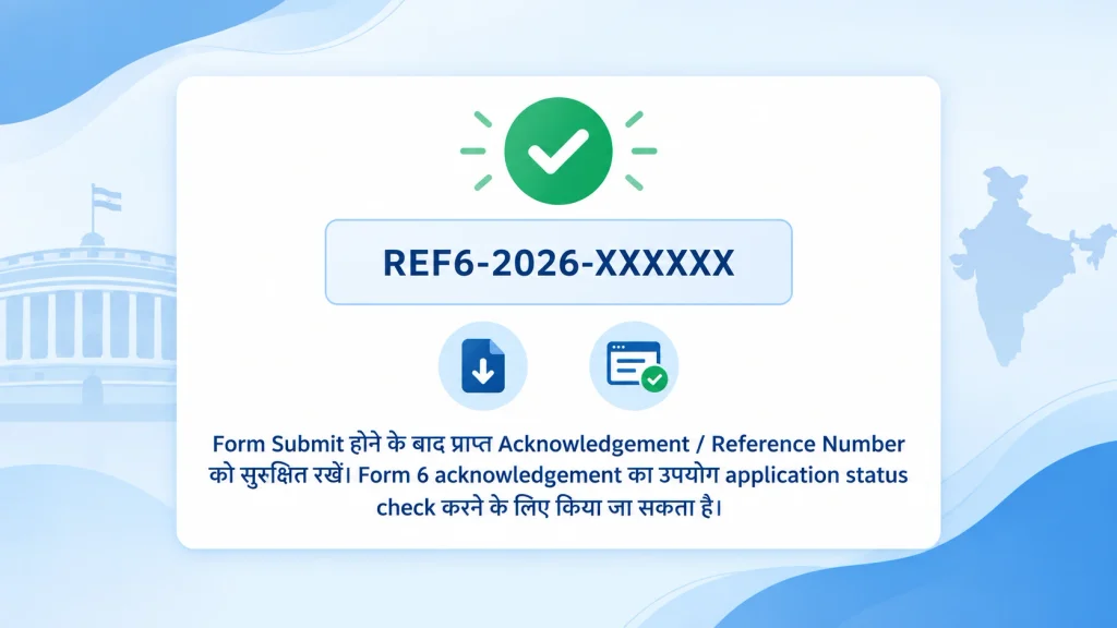 Form 6 Submit होने के बाद Acknowledgement Reference Number सुरक्षित रखने की प्रक्रिया