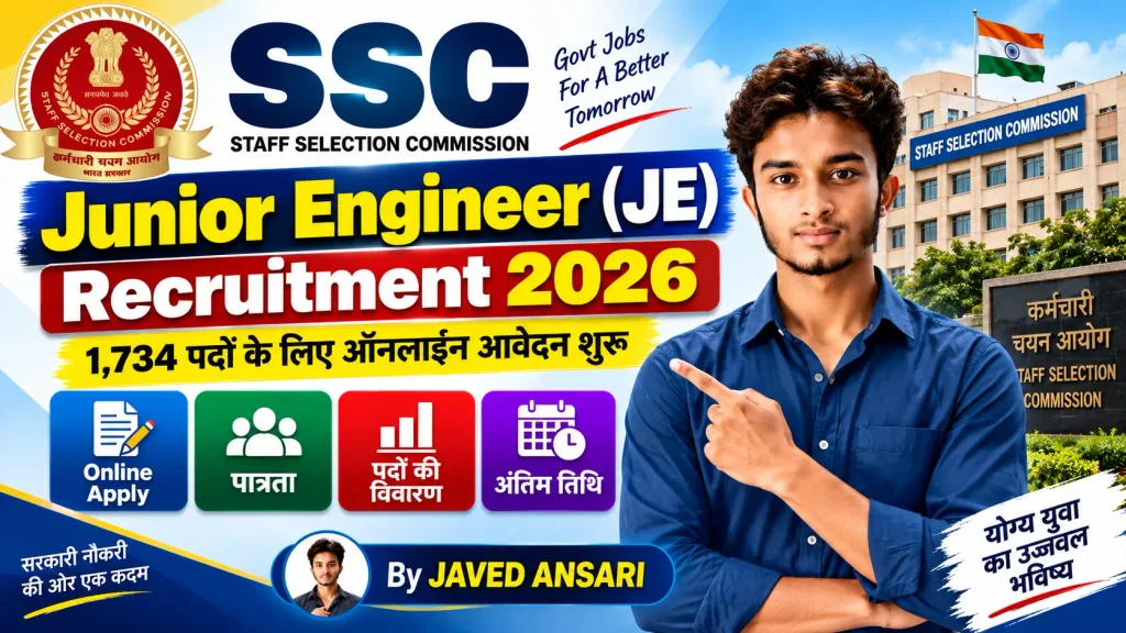 SSC Junior Engineer JE Recruitment 2026 – 1,748 Posts Apply Online, Eligibility and Last Date