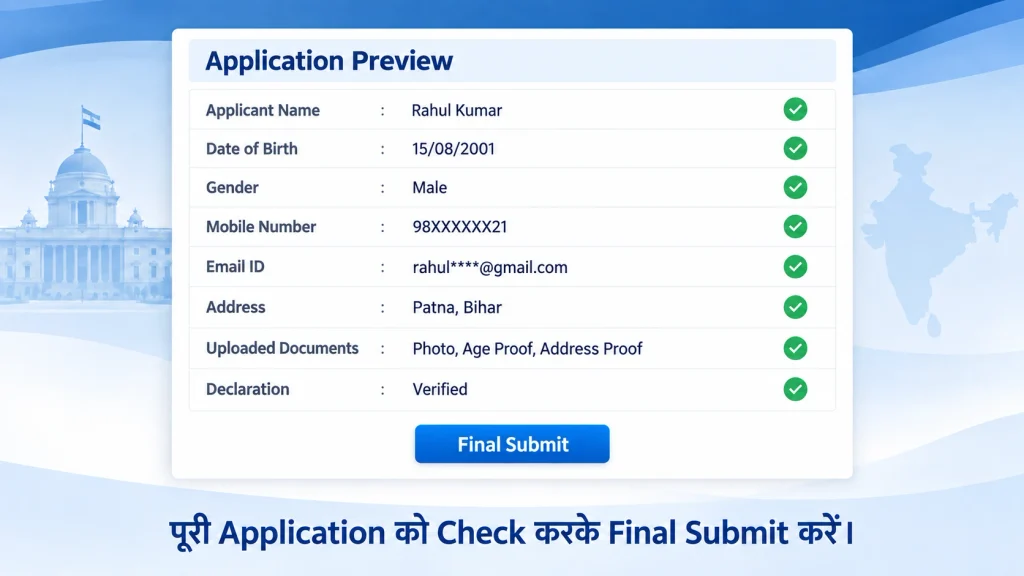 Voter ID Form 6 Application Preview Check करके Final Submit करने की प्रक्रिया