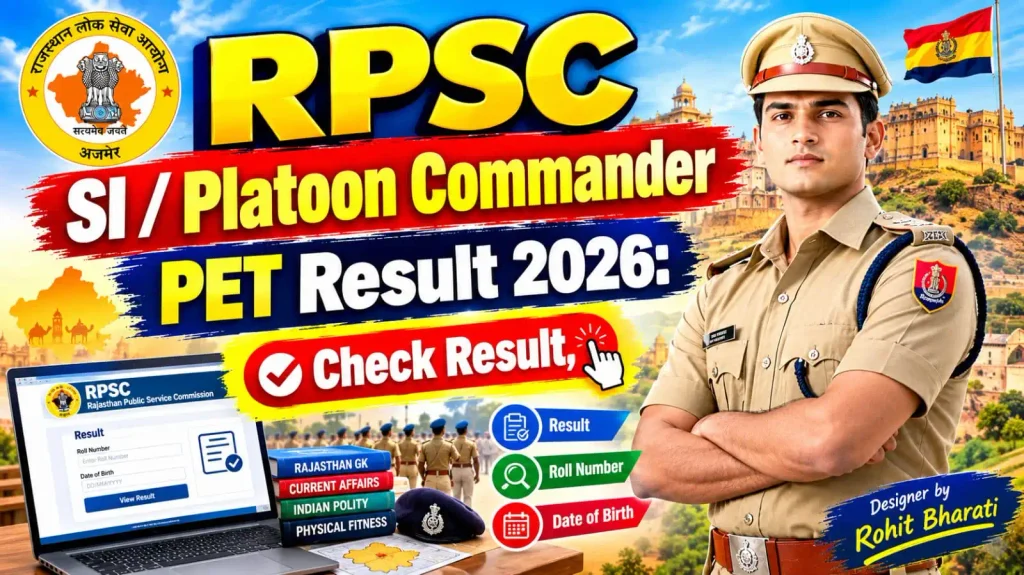 RPSC SI Platoon Commander PET Result 2026 – Rajasthan Police PET Result Check Online